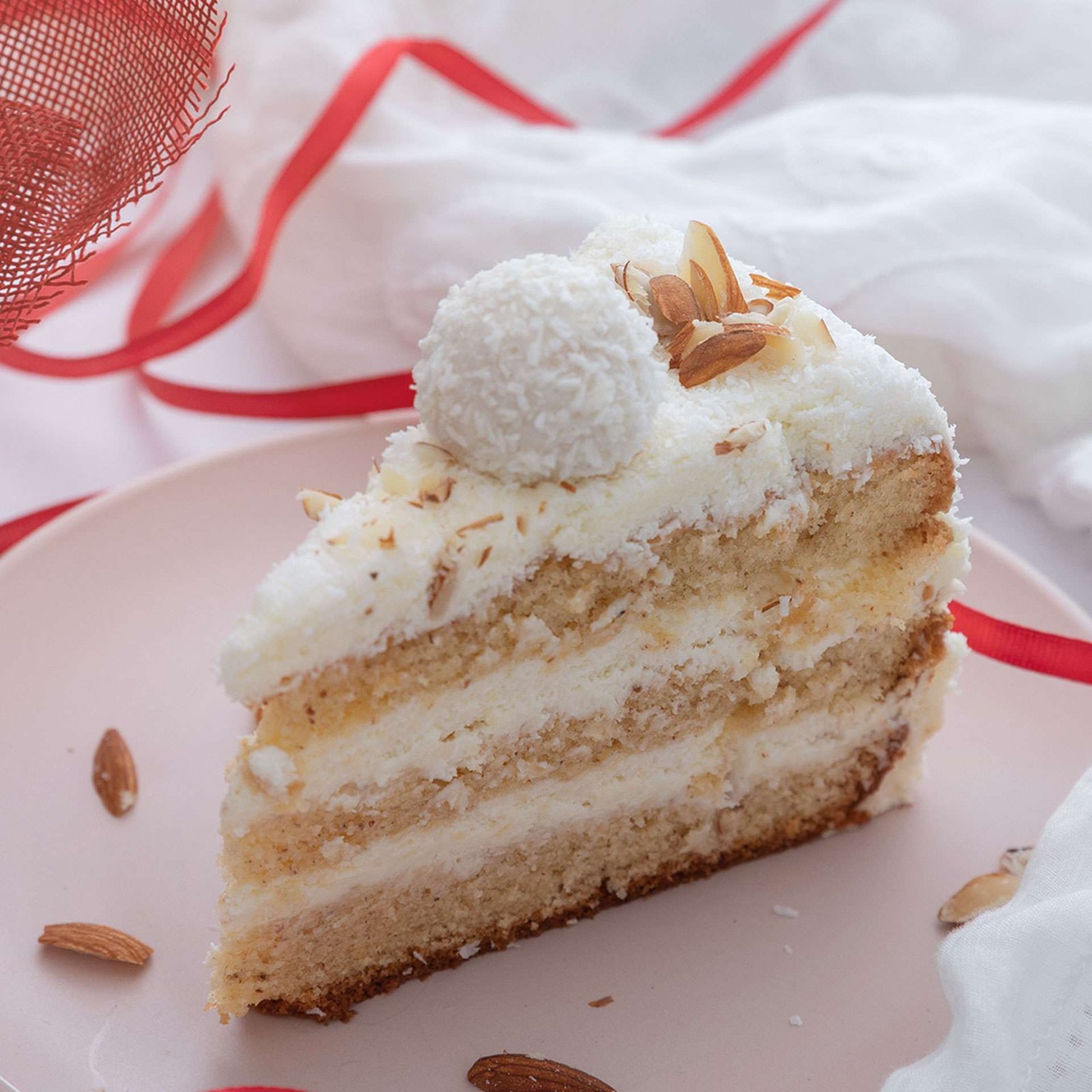 Raffaello Cake• This Raffaello Cake is a coconut lover's dream! Layers of  moist and tender almond cake, smooth milk cream filling ... | Instagram