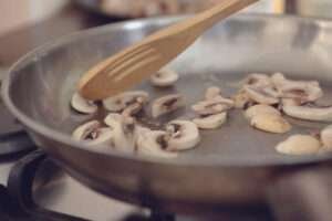 cooking sliced mushrooms in ghee