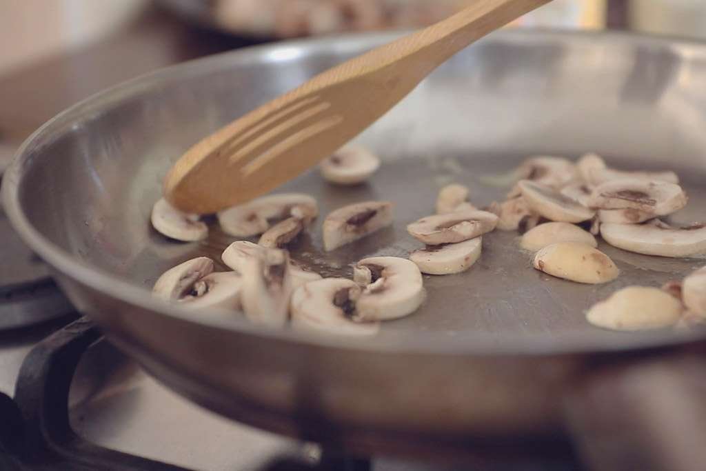 cooking sliced mushrooms in ghee