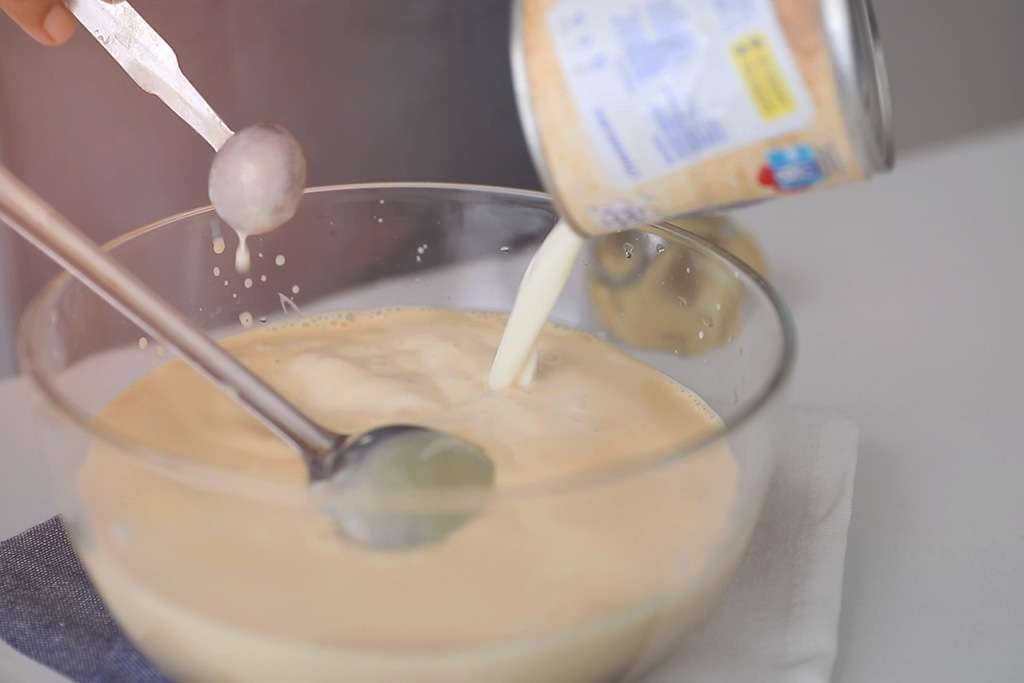 mix evaporated milk,condensed milk, whole milk in a small bowl