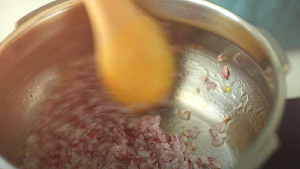 sauteing chopped onions in oil