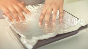 aluminum foil on tray